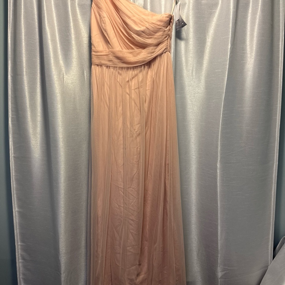 Impression Bridal Blush/ pink One Shoulder Tulle Gown Bridesmaid Dress Size 10